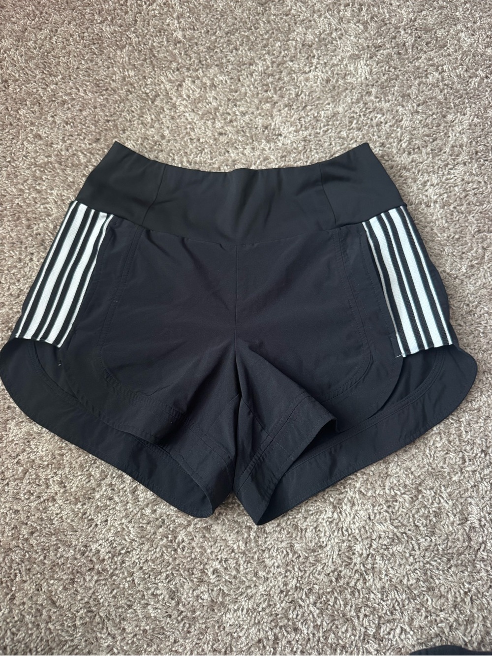 Athleta Black Athletic Shorts with Side Stripe Detail